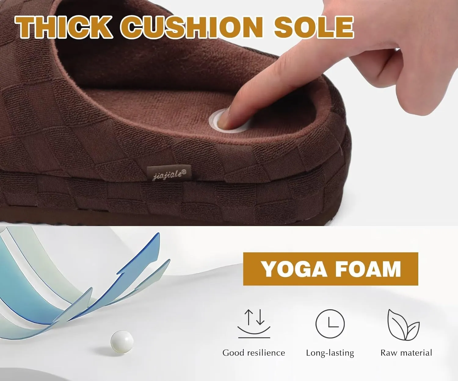 jiajiale Mens House Slippers Cozy Thick Cushion Yoga Foam Lightweight Warm Clog Slippers Slip On Indoor Outdoor Hard Rubber Sole