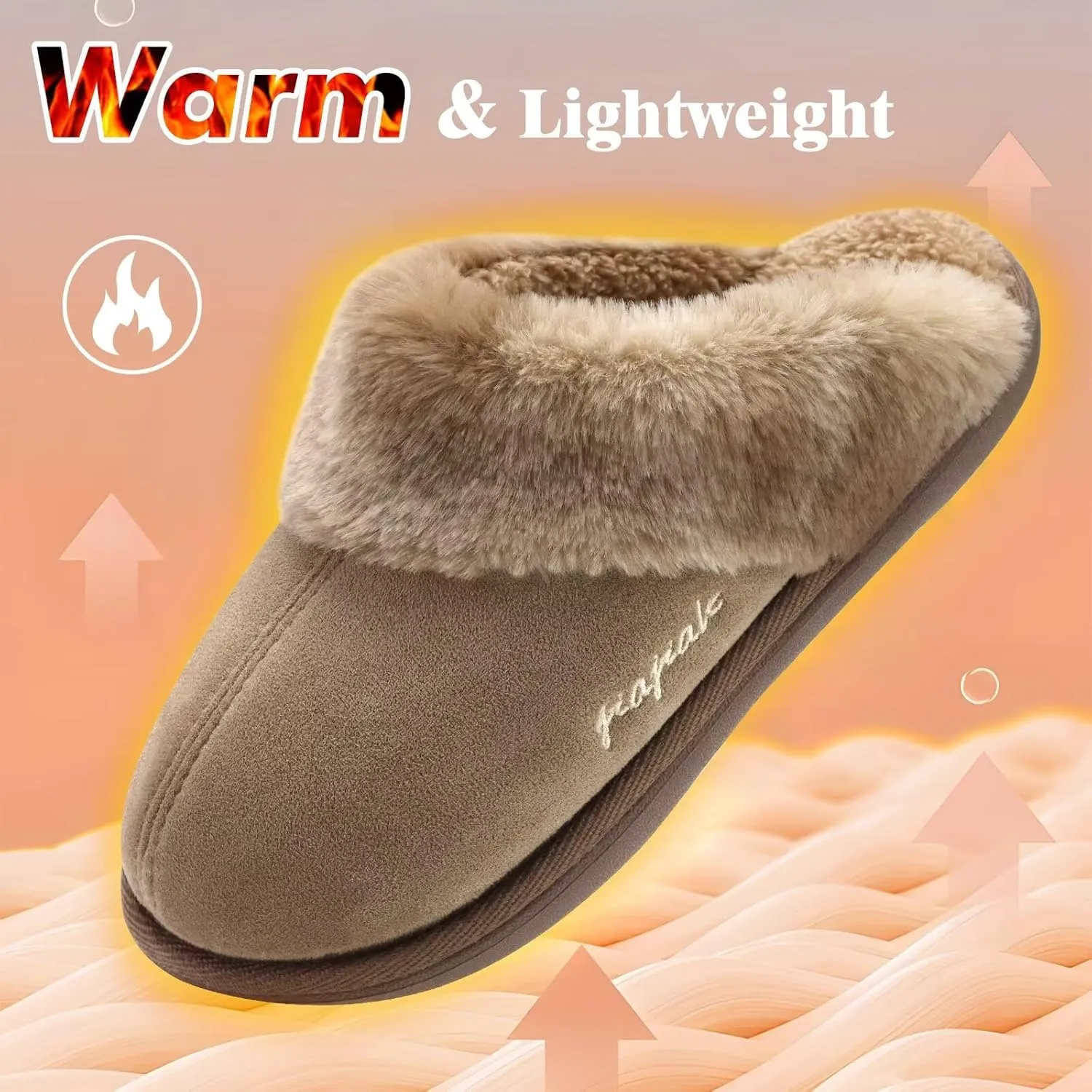 jiajiale Women's Memory Foam Slippers Ladies Slip On Arch Support Suede Scuff Slipper Cozy Fuzzy Faux Fur Winter House Shoes Indoor Outdoor