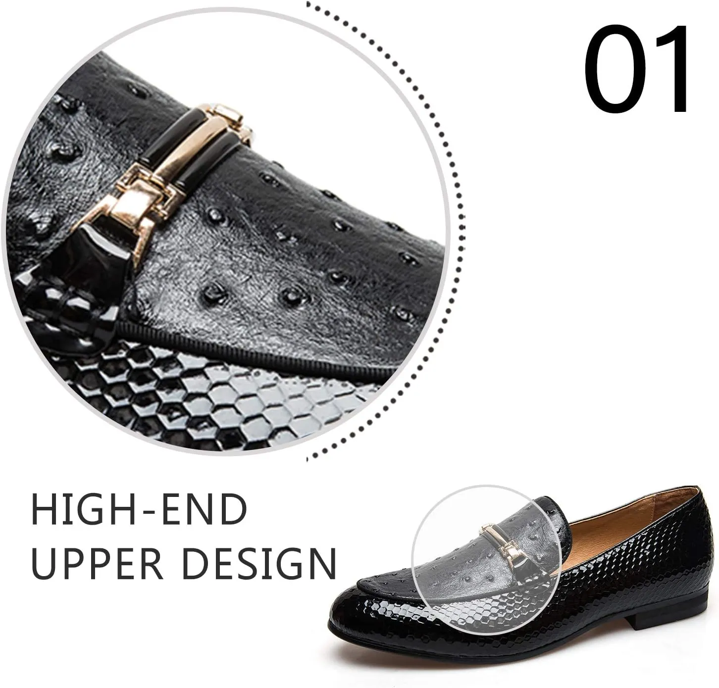 JITAI Men's Lindford Moc Toe Bit Slip-on Penny Loafer Party Shoes