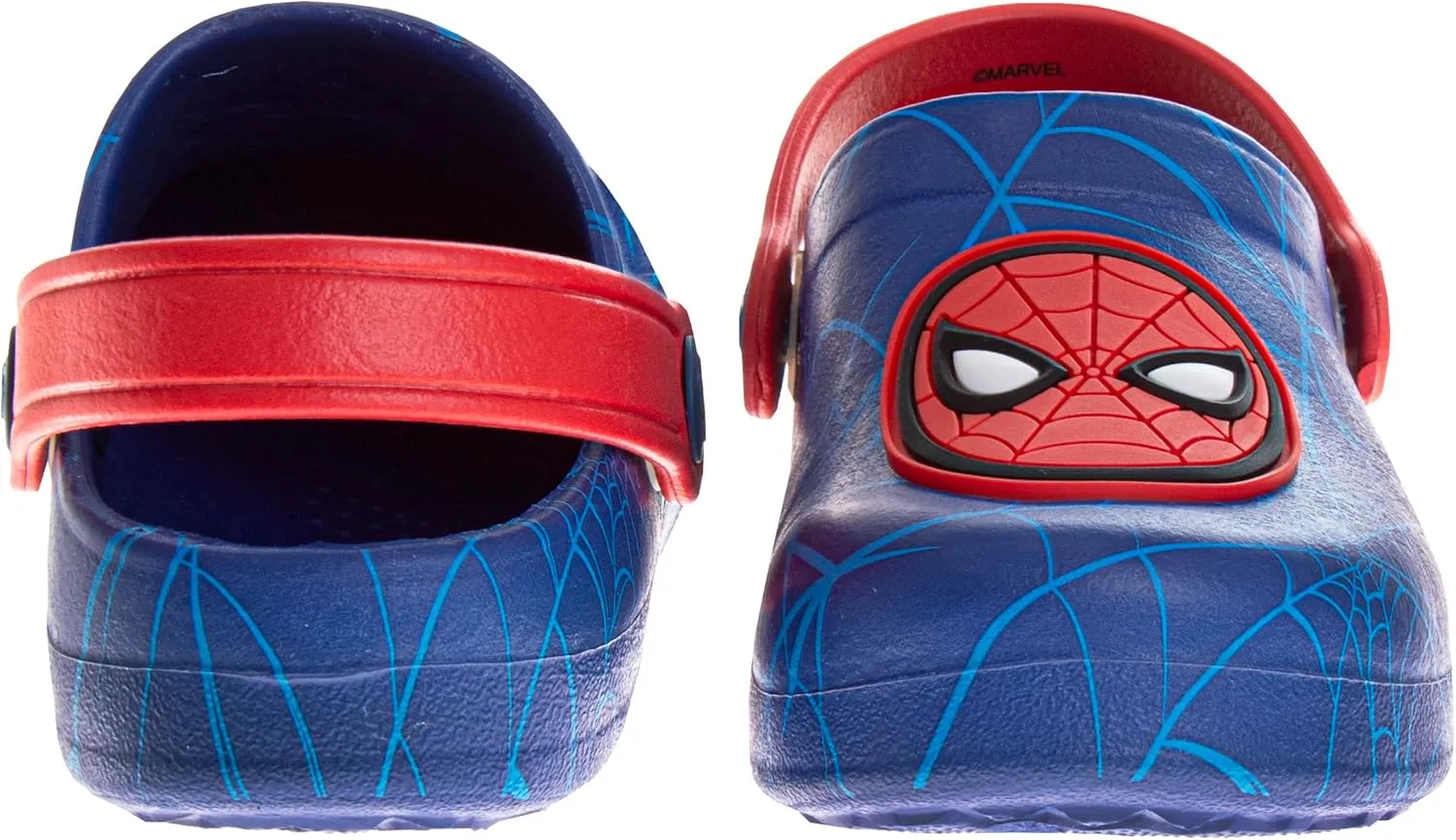 Josmo Kids Spiderman Clog Sandal Waterproof Slip-On Slides for Boys - Spidey Closed Toe Clogs with Backstrap (Sizes 5-10 Toddlers / 11-12 Little Kids)