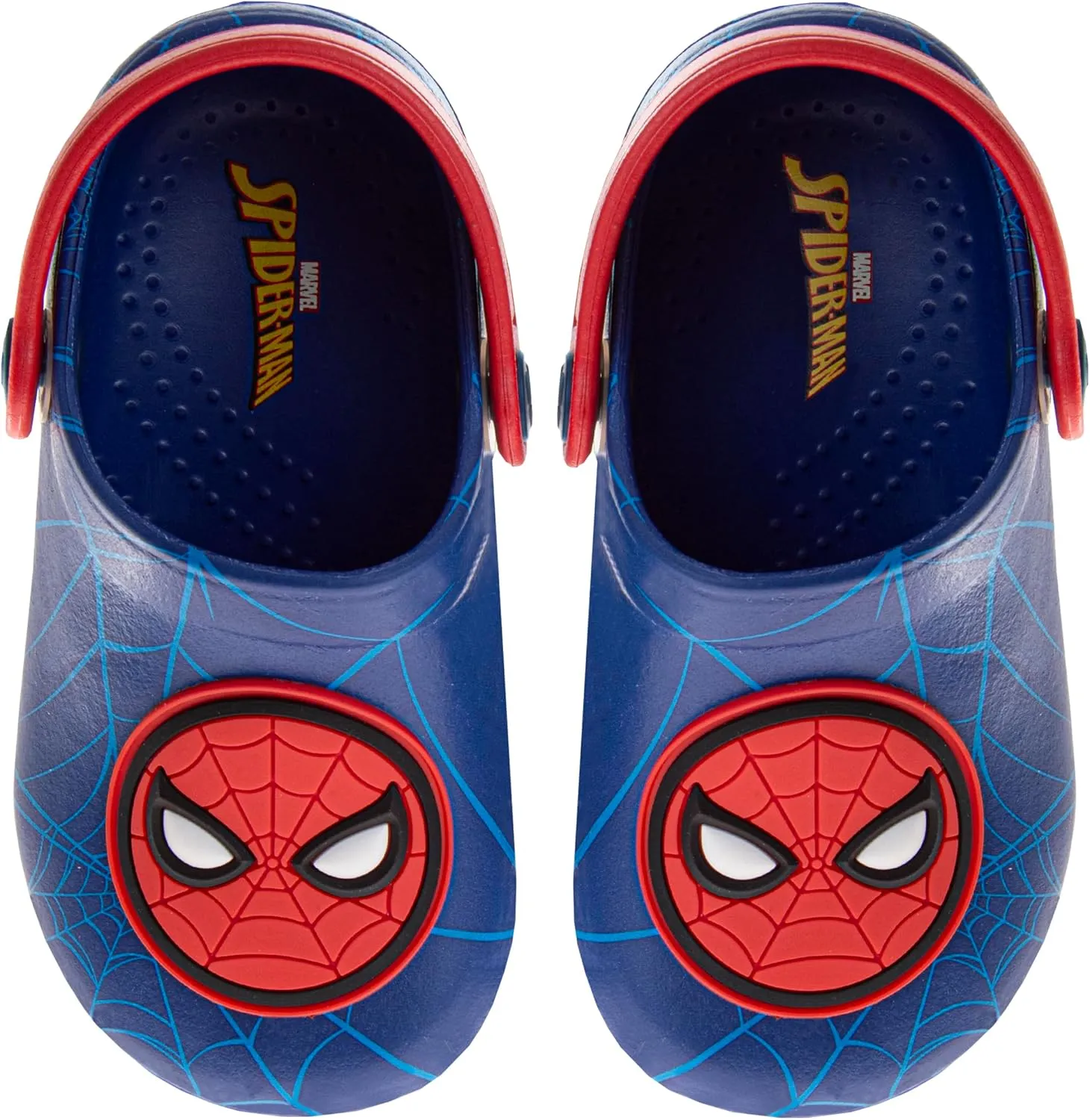 Josmo Kids Spiderman Clog Sandal Waterproof Slip-On Slides for Boys - Spidey Closed Toe Clogs with Backstrap (Sizes 5-10 Toddlers / 11-12 Little Kids)