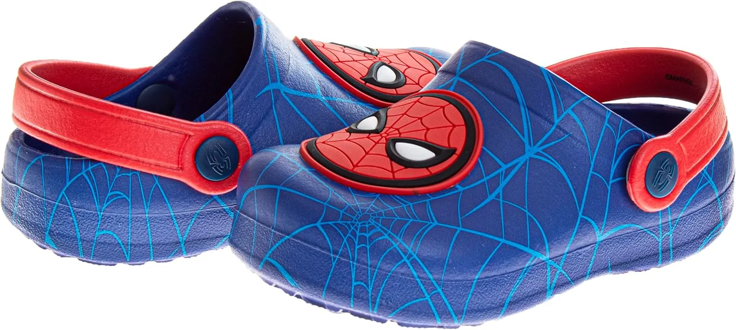 Josmo Kids Spiderman Clog Sandal Waterproof Slip-On Slides for Boys - Spidey Closed Toe Clogs with Backstrap (Sizes 5-10 Toddlers / 11-12 Little Kids)