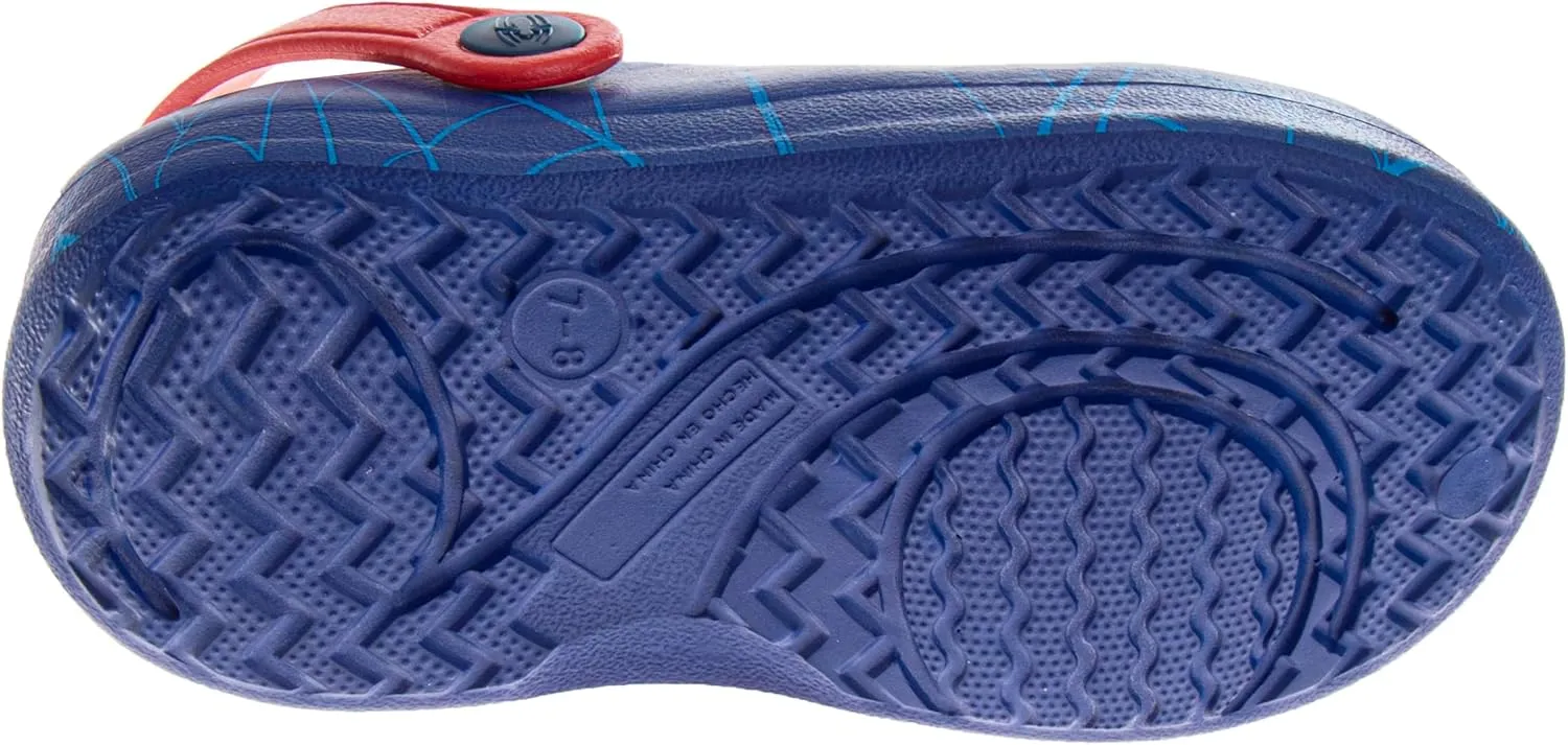 Josmo Kids Spiderman Clog Sandal Waterproof Slip-On Slides for Boys - Spidey Closed Toe Clogs with Backstrap (Sizes 5-10 Toddlers / 11-12 Little Kids)