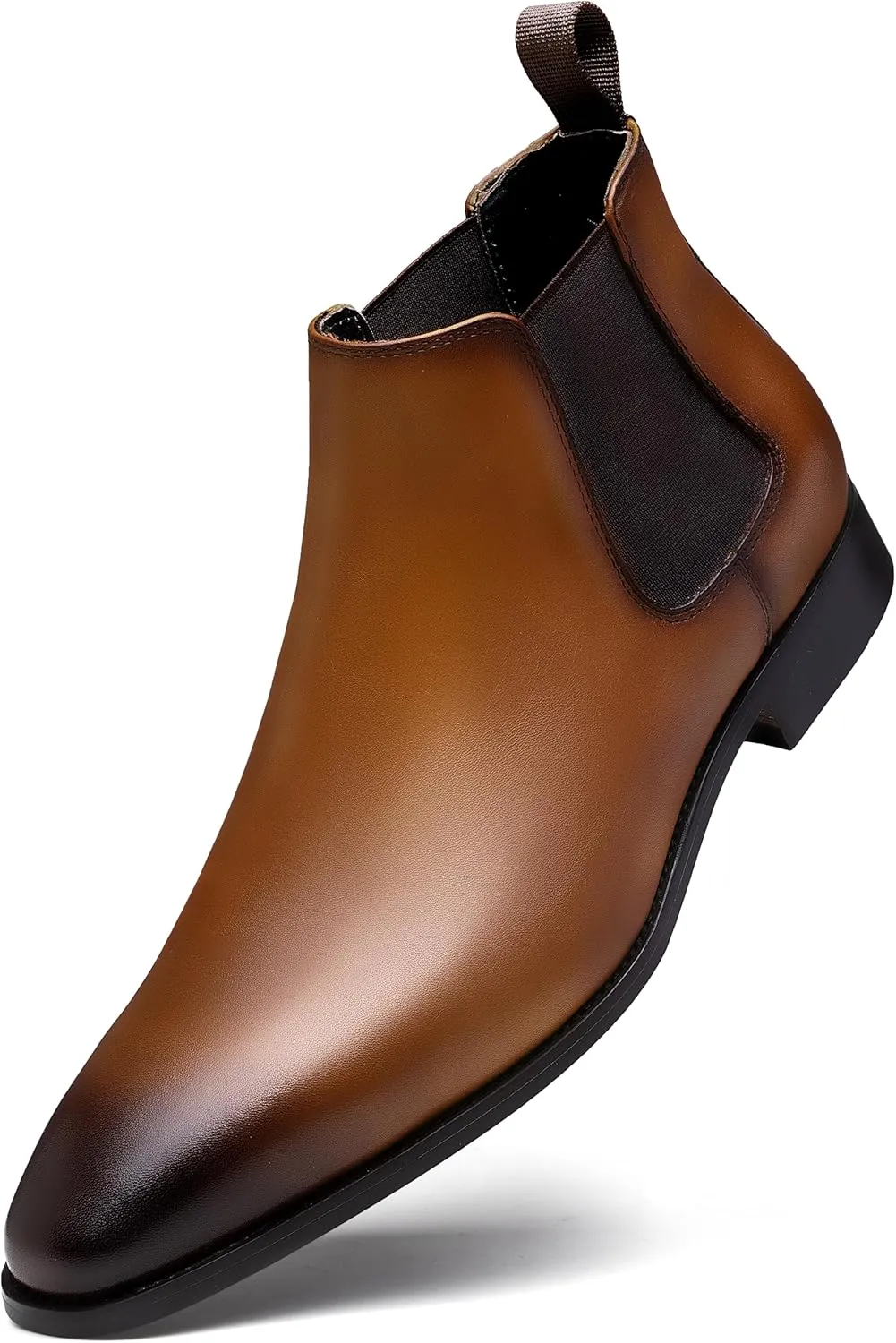 Jousen Chelsea Boots Men Polished Leather Dress Boots Stylish Classic Retro Slip On Boots for Men