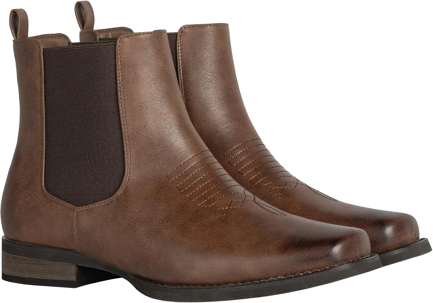J's.o.l.e Western Cowboy Boots for Men Square Toe Stylish Ankle Chelsea Boots
