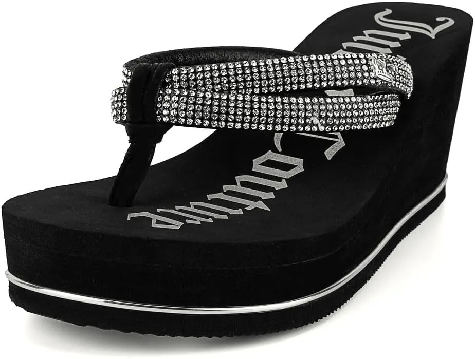 JUICY COUTURE Wedge Platform Flip Flop: High-Fashion, Soft Beach Sandal, Thong-Style Slide