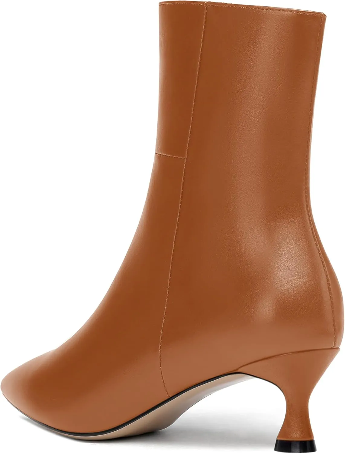 JUSTDANNI Womens Matte Casual Stylish Pointed Toe Zip Dating Kitten Low Heel Ankle High Boots 2 Inch
