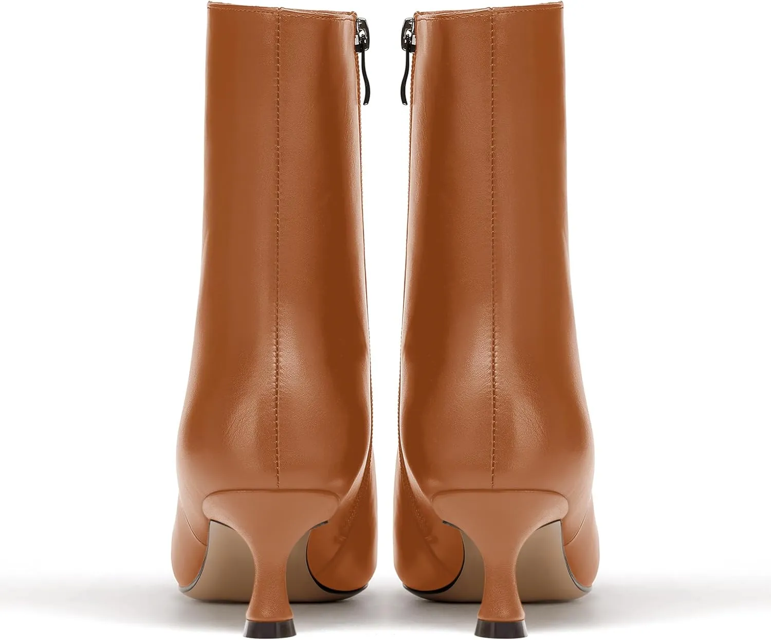 JUSTDANNI Womens Matte Casual Stylish Pointed Toe Zip Dating Kitten Low Heel Ankle High Boots 2 Inch