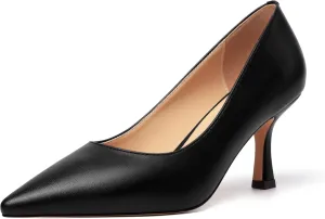JUSTDANNI Womens Pointed Toe Stylish Slip On Dating Matte Dress Stiletto High Heel Pumps Shoes 2.5 Inch