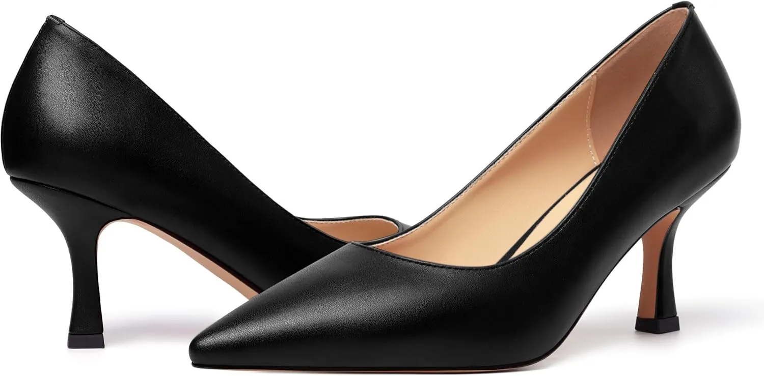 JUSTDANNI Womens Pointed Toe Stylish Slip On Dating Matte Dress Stiletto High Heel Pumps Shoes 2.5 Inch