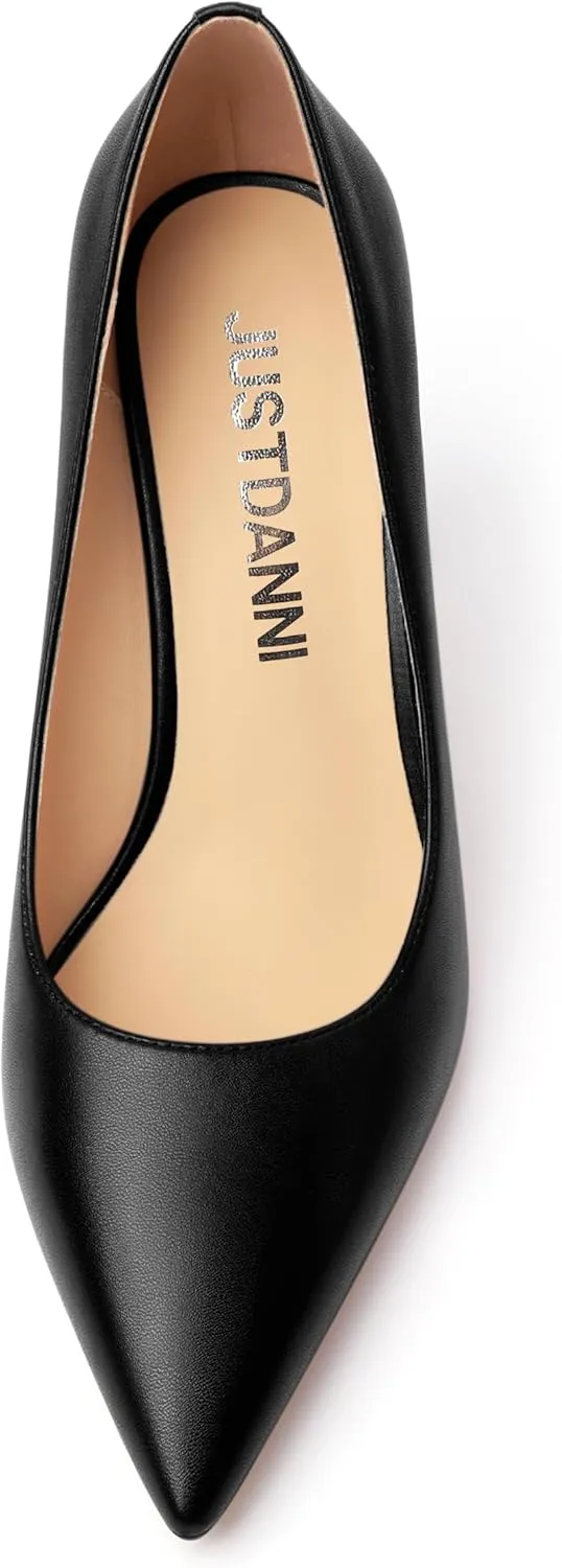 JUSTDANNI Womens Pointed Toe Stylish Slip On Dating Matte Dress Stiletto High Heel Pumps Shoes 2.5 Inch