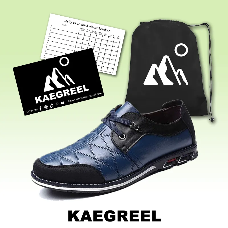 Kaegreel Men's Plaid Leather Soft Lace Up Comfy Casual Shoes