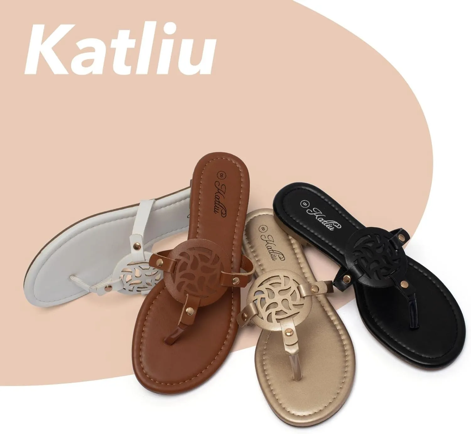 katliu Women's Flat Sandals Flip Flop Sandals Comfortable Dressy Thong Sandals