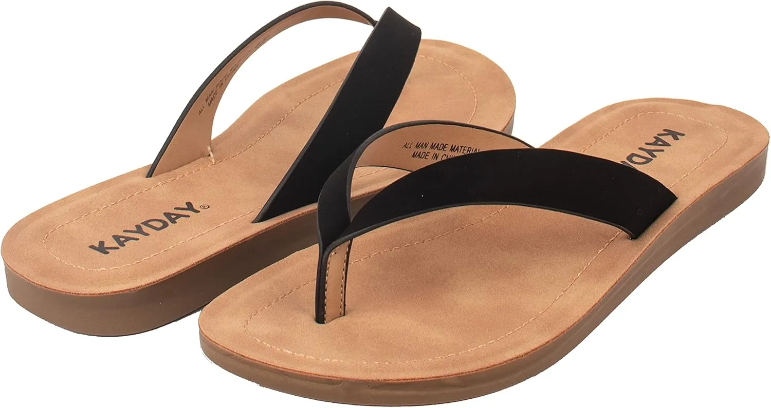 KAYDAY Womens Flip Flop Sandals Basic Thongs Flats EARL
