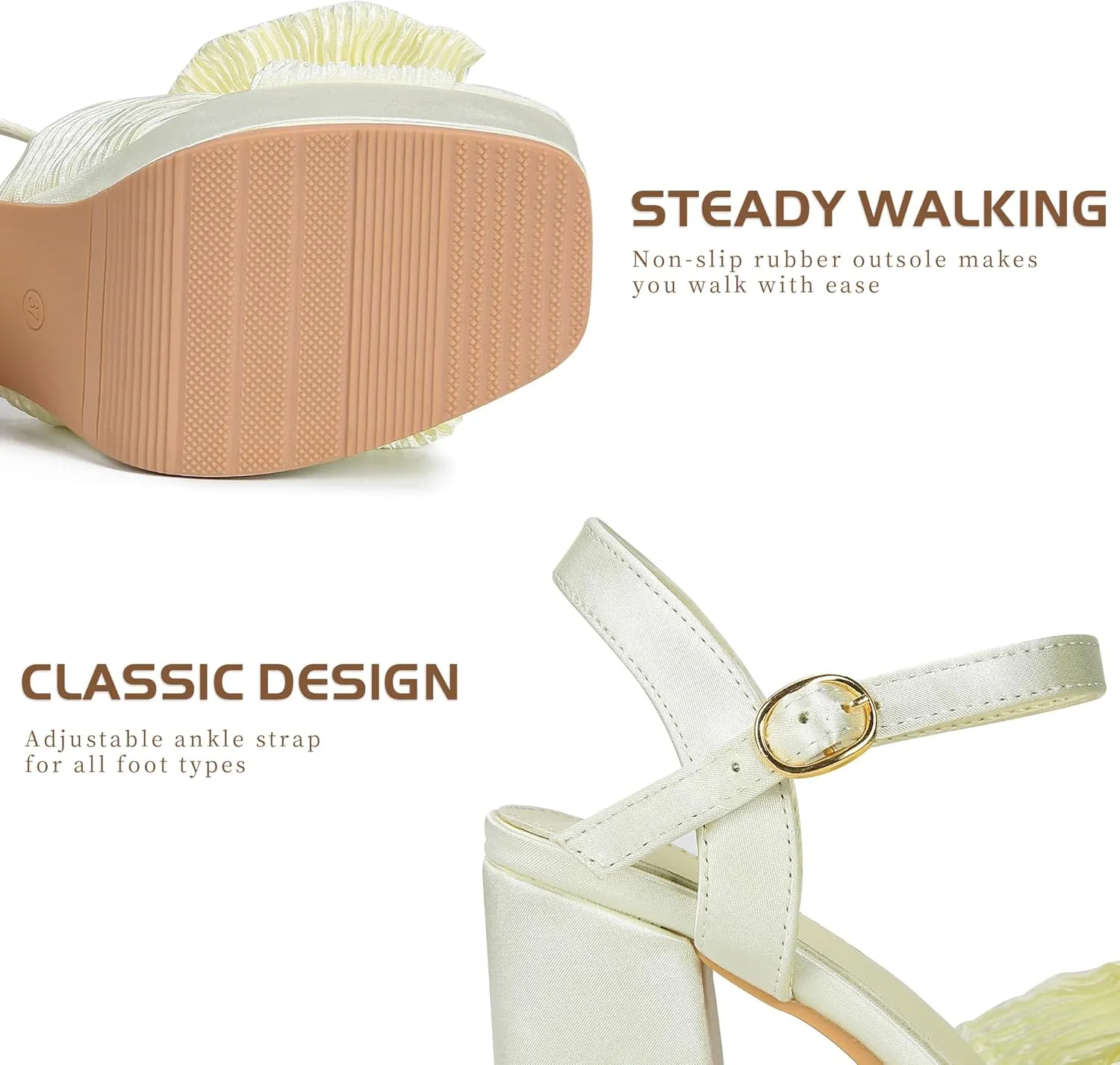 KHPAERMEI Bow Knot Platform Heels for Women Fashion Open Toe Chunky Heeled Sandals Ankle Strap Wedding Party Dress High Heels