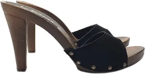 Kiara Shoes Italian Clog with Brown Base and Suede Upper - K22901 CAM Nero