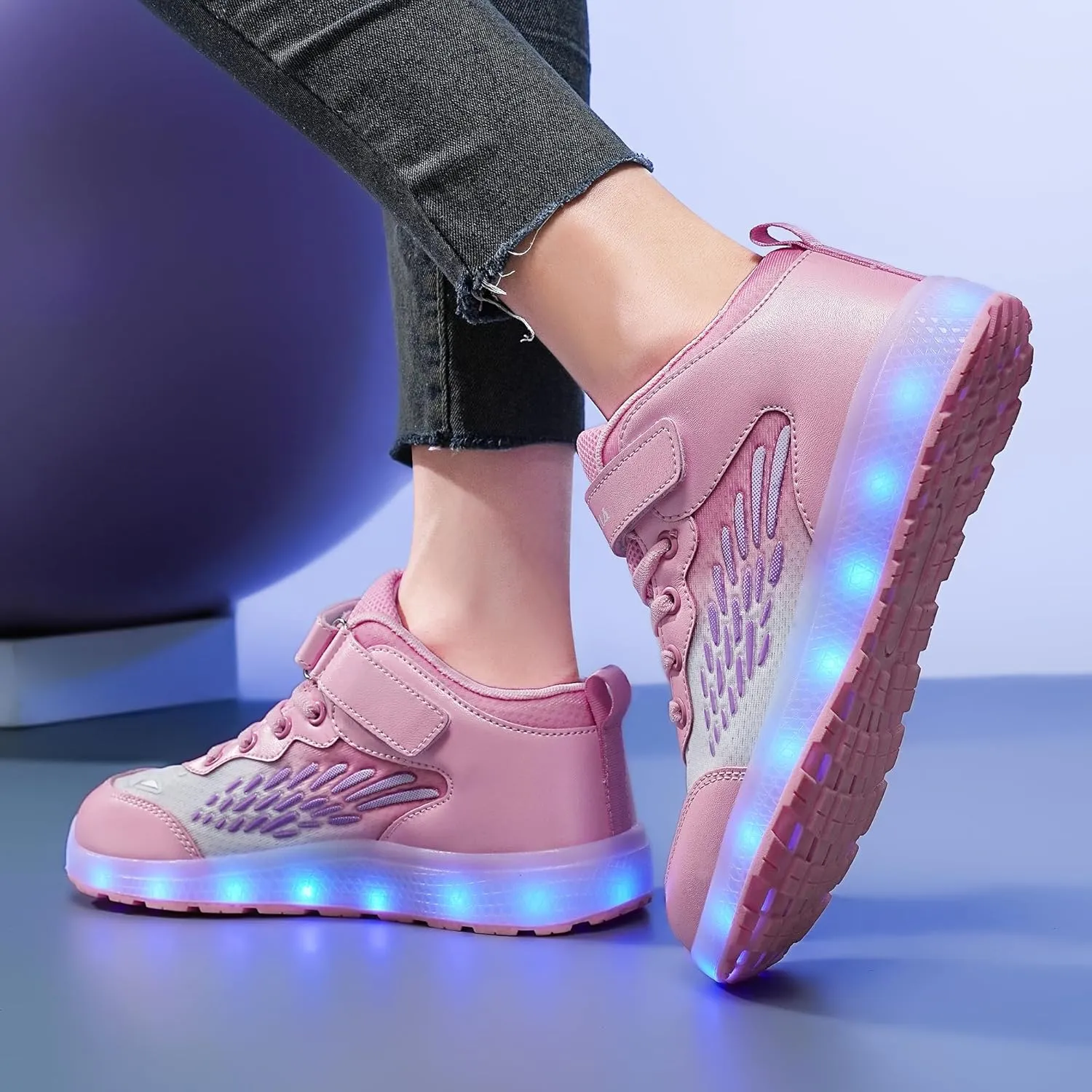 Kids Light up Shoes LED USB Charging Flashing High-top Wings Sneakers Boys Girls Trainers for Festivals Halloween Christmas New Year Party Great Gift