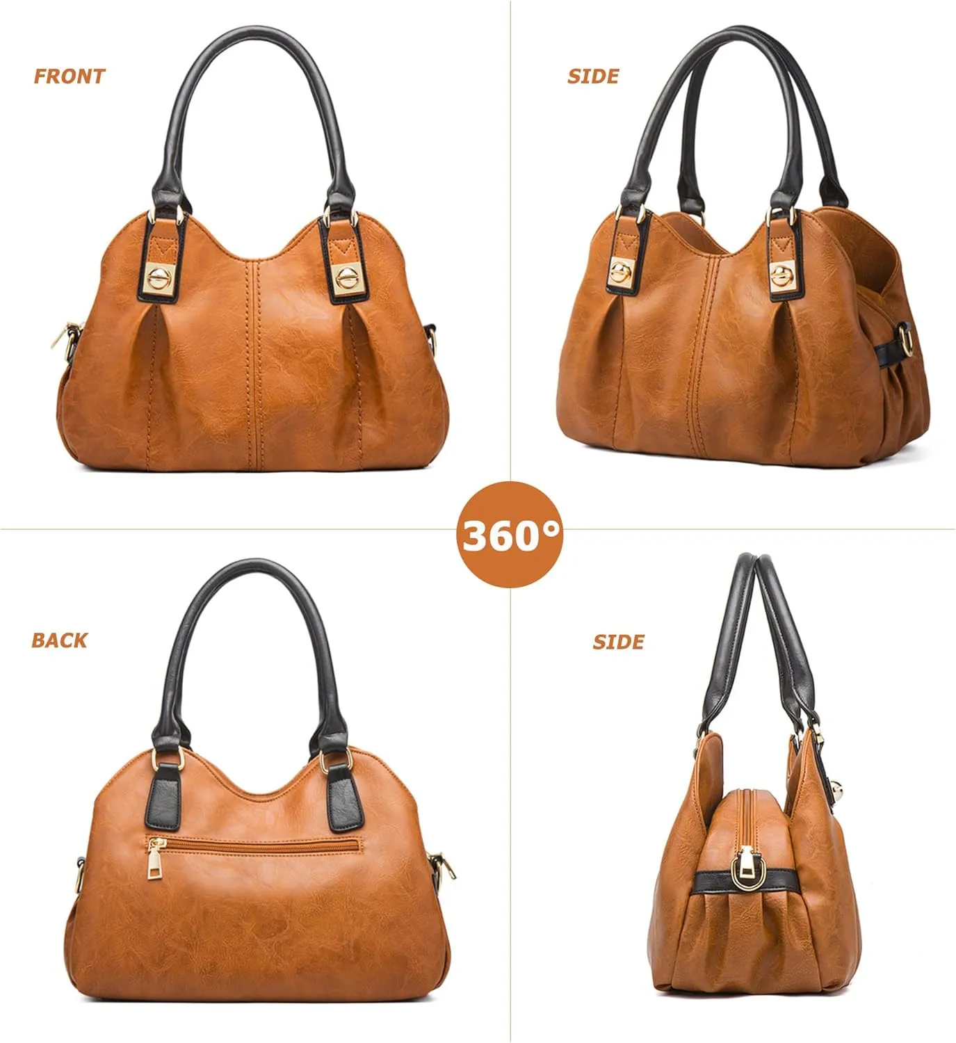 KingTo 4pcs Purses Retro Tote Handbags for Women Stylish Shoulder Bags Soft Top Handle Satchel Set