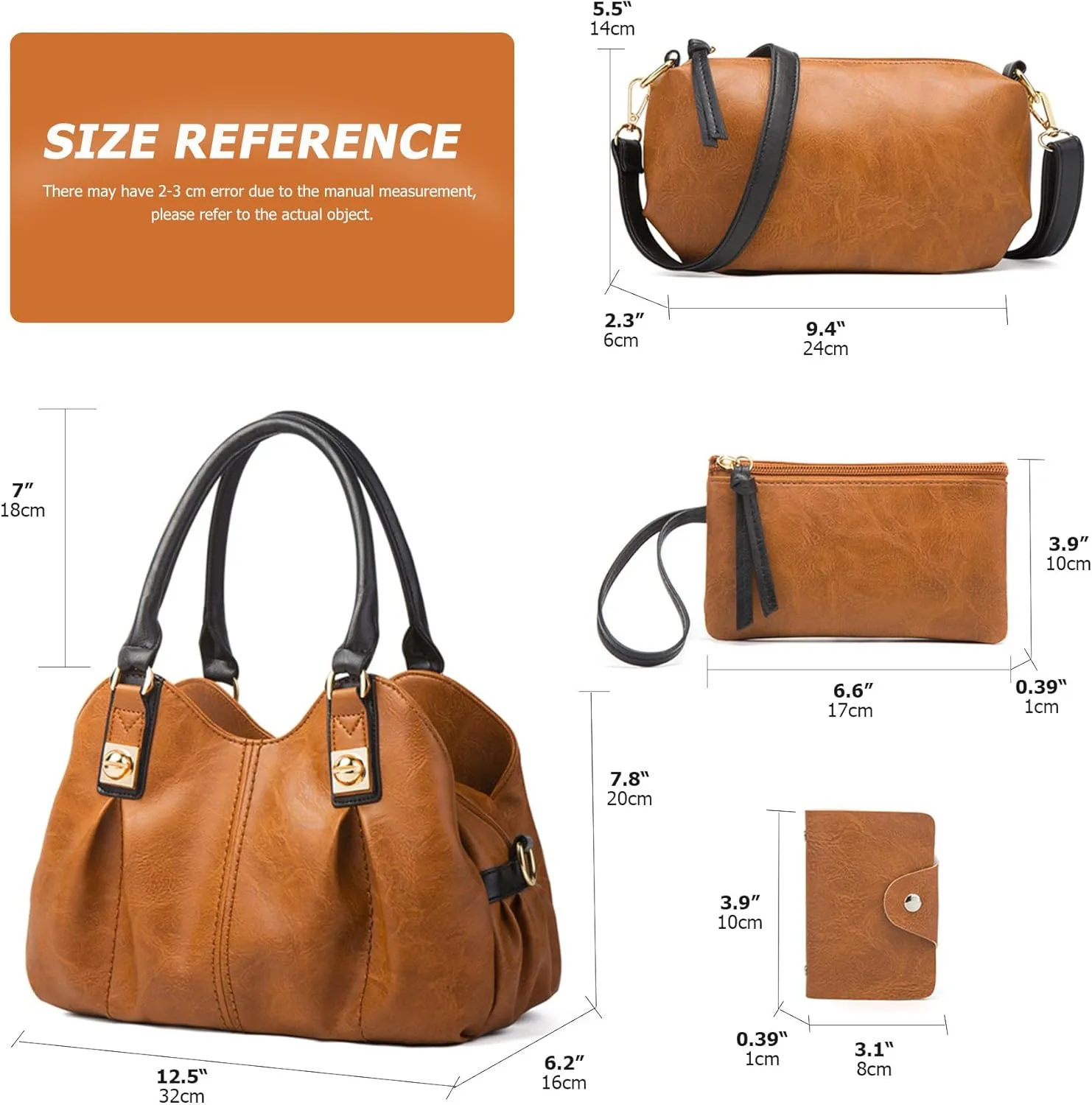 KingTo 4pcs Purses Retro Tote Handbags for Women Stylish Shoulder Bags Soft Top Handle Satchel Set