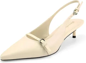 Kitten Heels for Women Slip on Shoes Pumps Stylish Closed Pointed Toe Pump Shoes