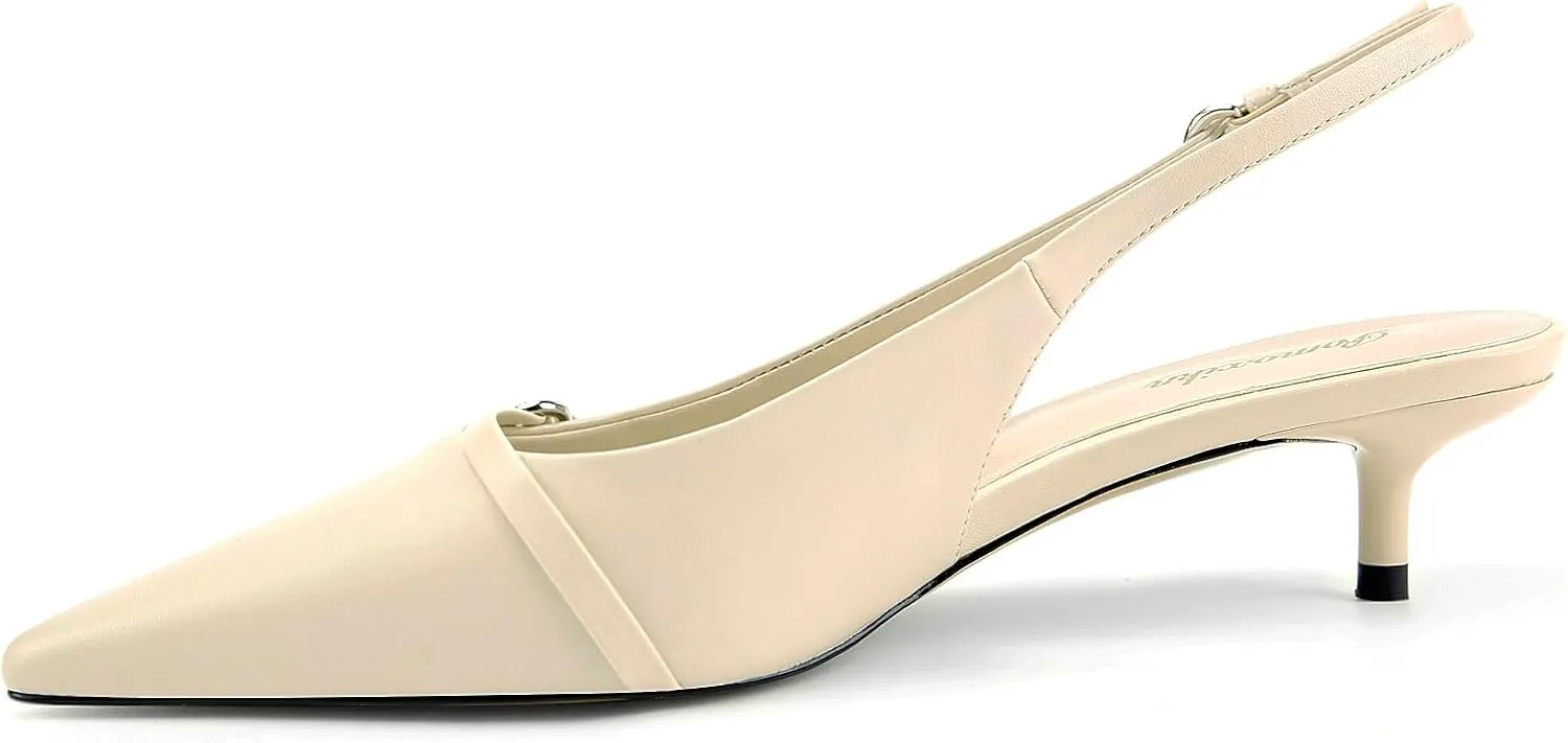 Kitten Heels for Women Slip on Shoes Pumps Stylish Closed Pointed Toe Pump Shoes
