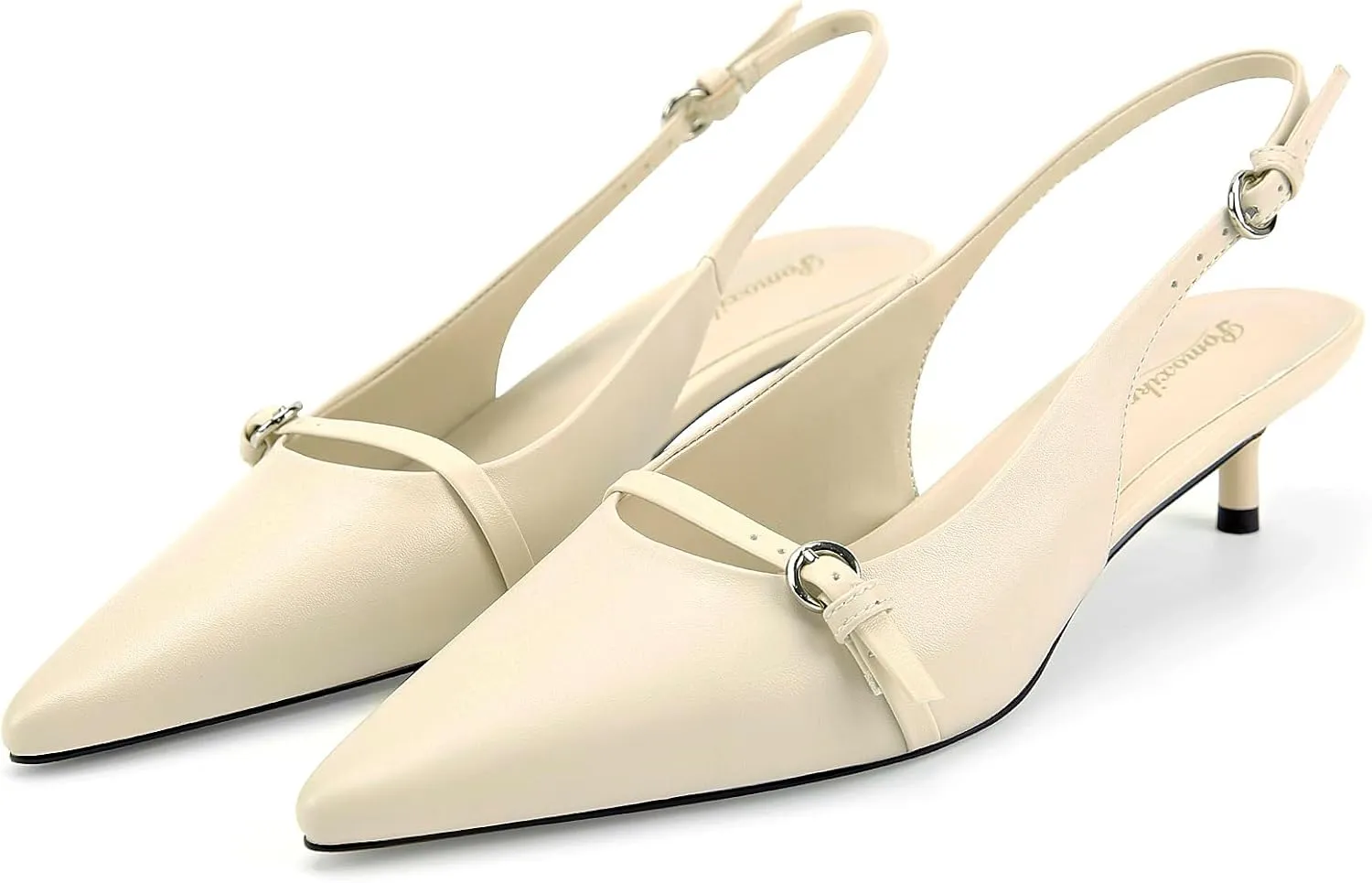 Kitten Heels for Women Slip on Shoes Pumps Stylish Closed Pointed Toe Pump Shoes