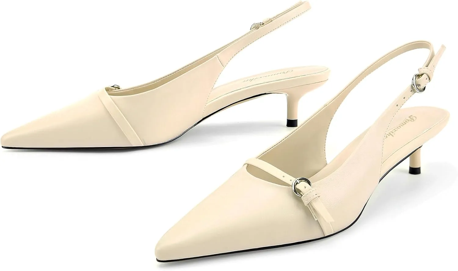 Kitten Heels for Women Slip on Shoes Pumps Stylish Closed Pointed Toe Pump Shoes