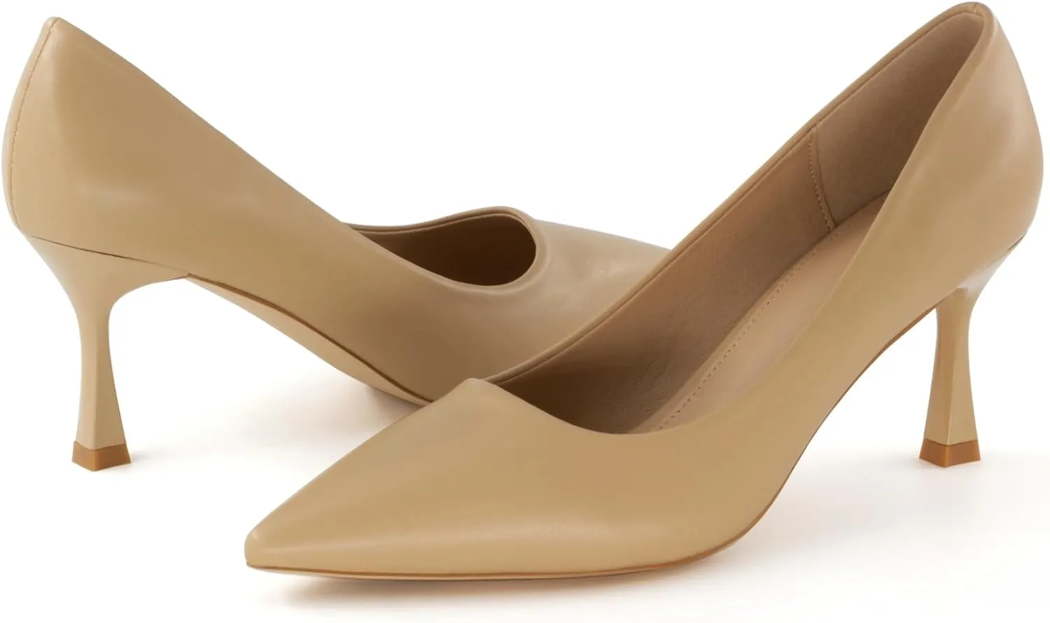 Kitten Heels Pumps Women Pointed Closed Toe Pumps Shoes for Work Wedding Party Slip-On Pumps Shoes for Lady Size 6-10
