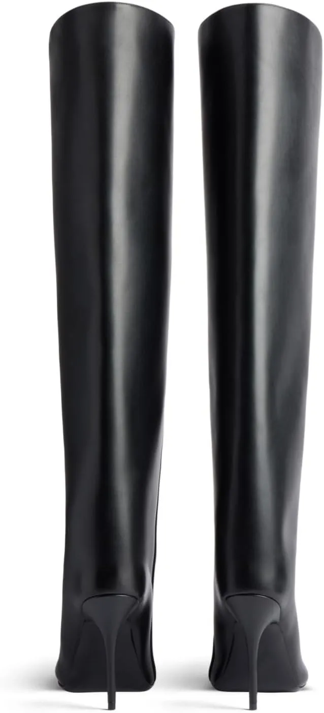 Knee High Stiletto Heel Boots for Women Fold Over Pointed Toe Extra Wide-Calf Pull On Boot Riding Slouchy Long Boots Straight Leg Stylish Fall Shoes