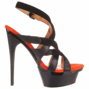 L.A.M.B. Elegant 'Imoden' Black High Heel Caged Sandals