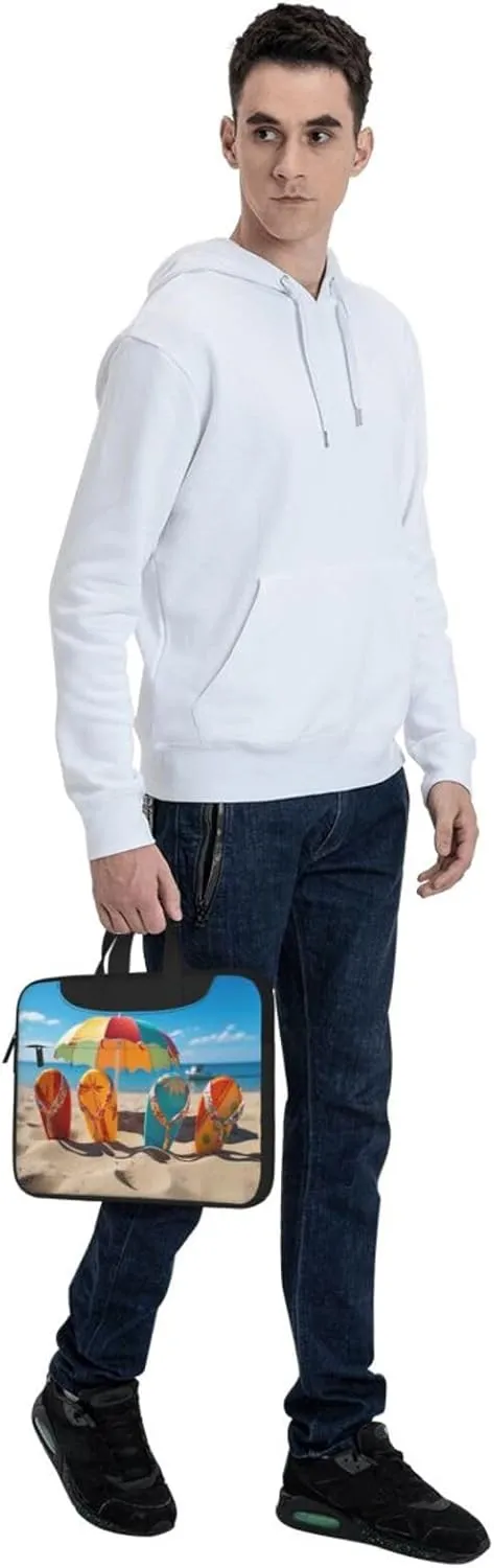 Laptop Sleeve Bag Shockproof Notebook Case Colorful Flip Flops Beach Ball Computer Carrying Case with Shoulder Strap