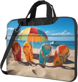 Laptop Sleeve Bag Shockproof Notebook Case Colorful Flip Flops Beach Ball Computer Carrying Case with Shoulder Strap