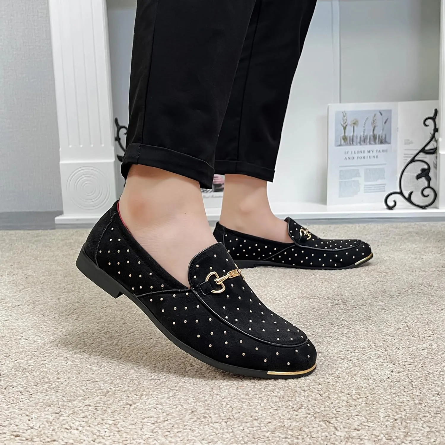 LCQL Men's Luxury Velvet Penny Loafer Shoes Noble Slip-on Suede Loafers Smoking Slippers Plus Size 7-13