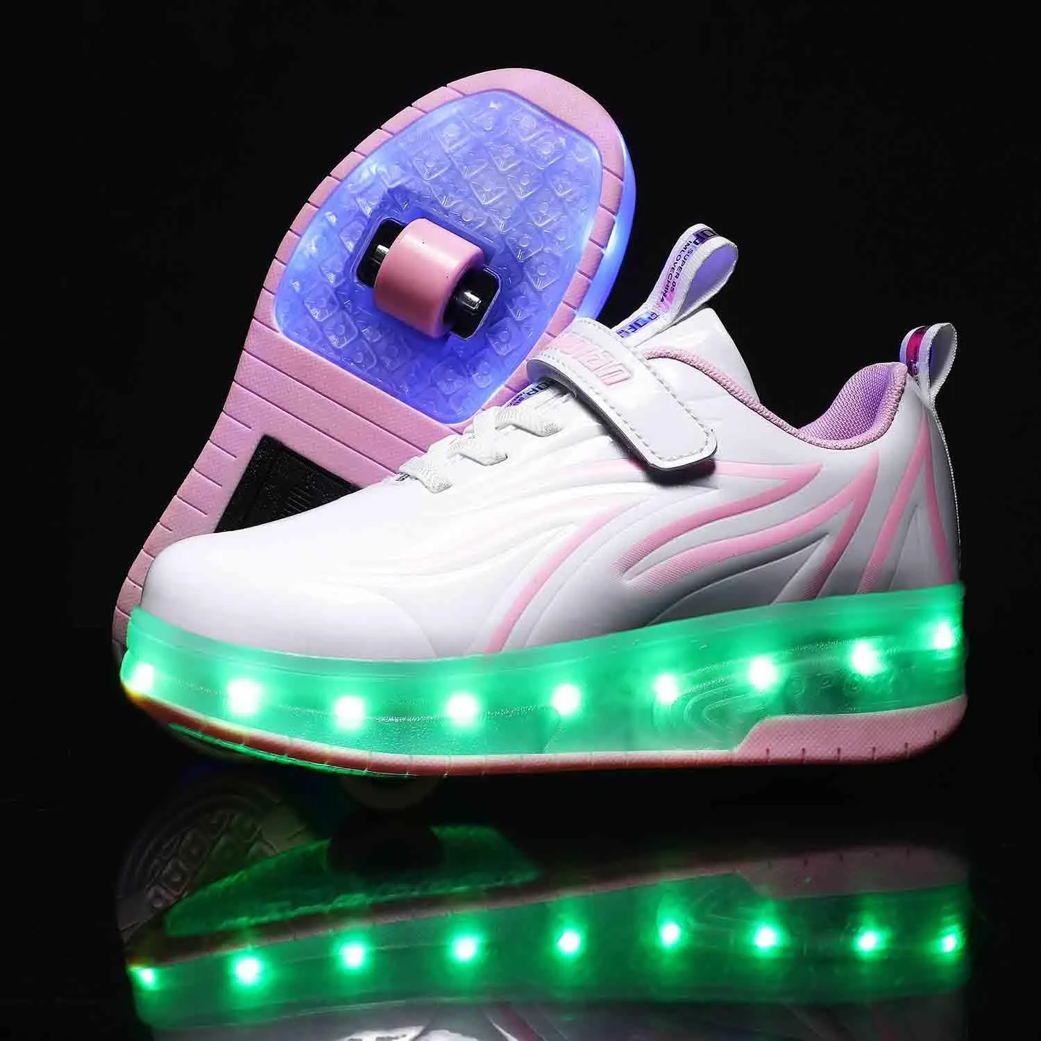 LED Light Up Kids Roller Skate Shoes with 2 Wheels,USB Rechargeable Rallar Shoe Sneakers for Boys Girls Birthday Thanksgiving Christmas Day
