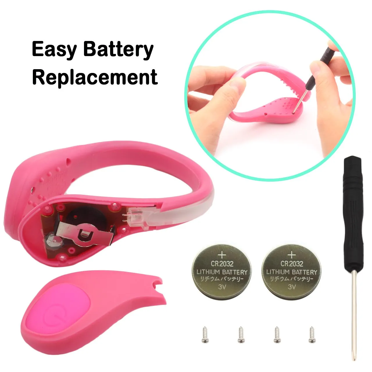 LED Luminous Lighting Shoe Clip Night Running Safety Sports Protect Warning Tool (Pink)