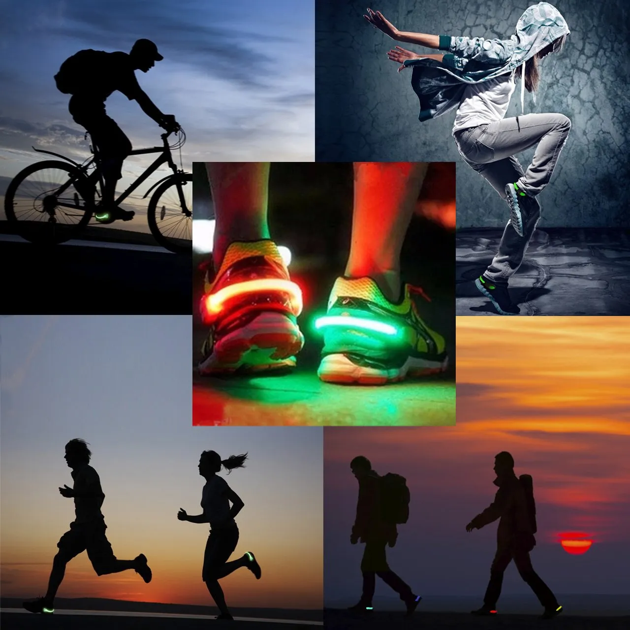 LED Luminous Lighting Shoe Clip Night Running Safety Sports Protect Warning Tool (Pink)