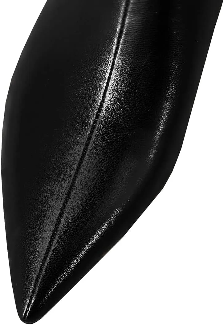 LEMUTISME Women's Stylish Pointed Toe Middle Seam Zip Up Low Kitten Heel Dressy Ankle Booties For Office Party Evening