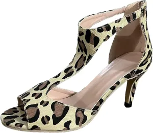 Leopard Print Women's High Heel Open Toe Fine Heel Hollow Fish Mouth Heeled Sandals Back Zipper Shallow Mouth Evening Shoes Stylish Party Shoes