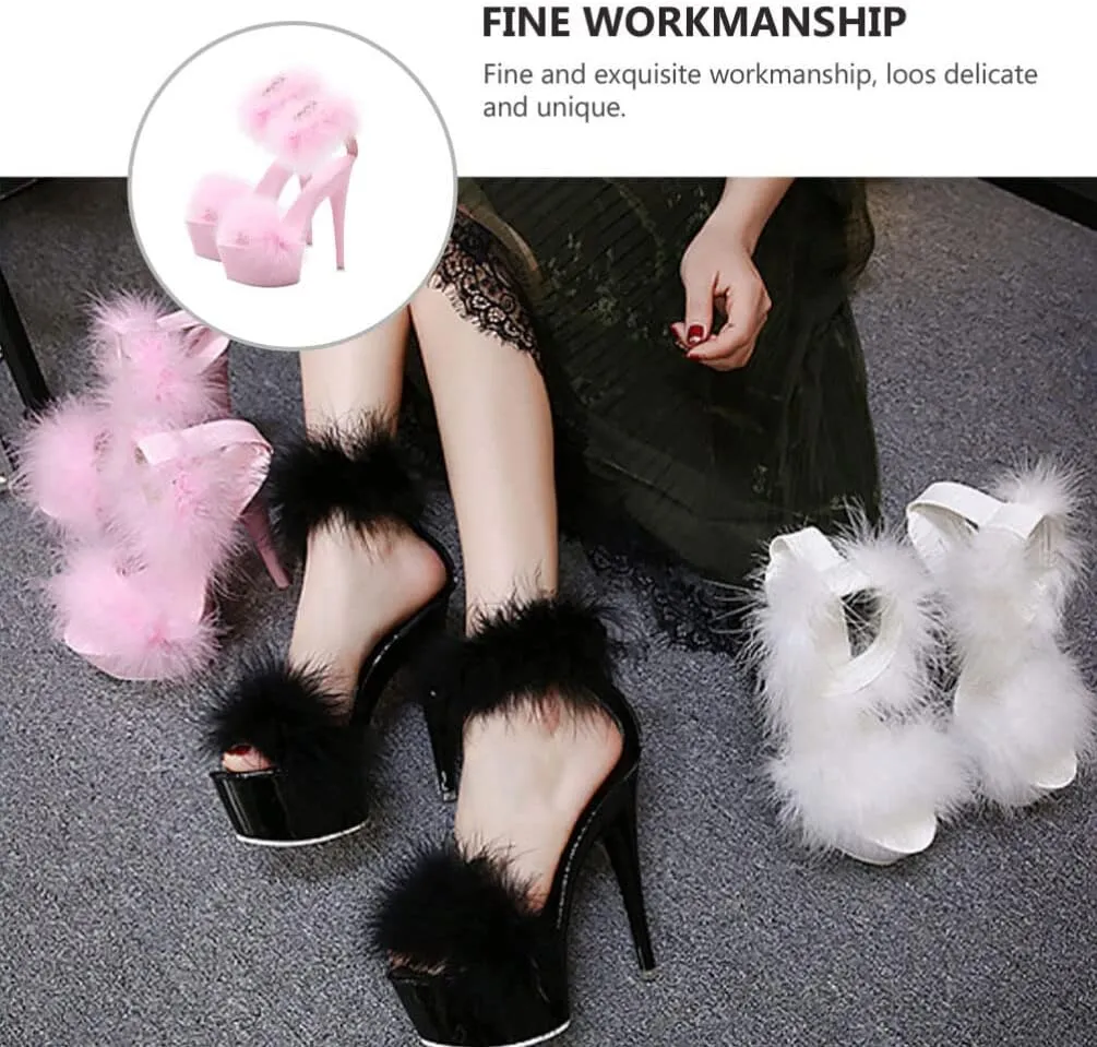 LIFKOME 1pair Super High Heel Fur Shoes Fur Heels for Women Heels with Fur for Women No-slip Sandals Stripper Heels Open Wedding Slippers Women Shoes Woman Upper: Faux Pointy Strap