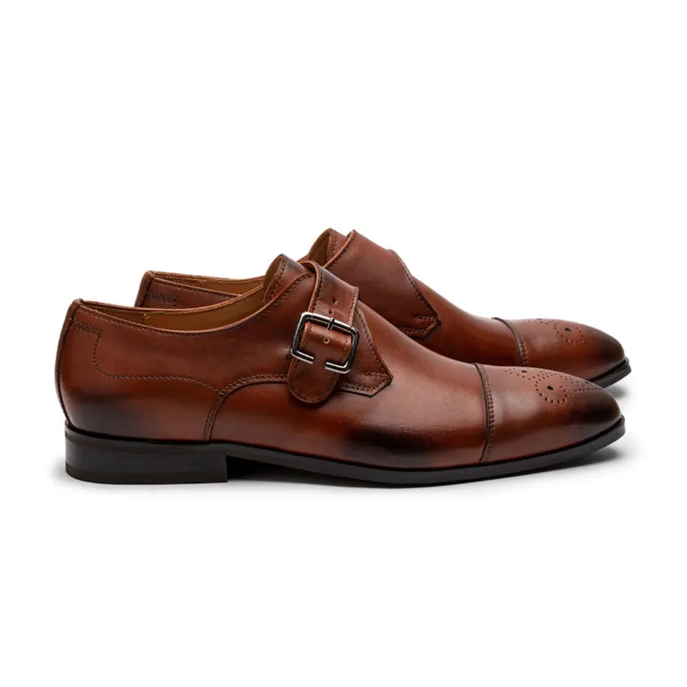 Light Brown Captoe Single Classic Monk Strap