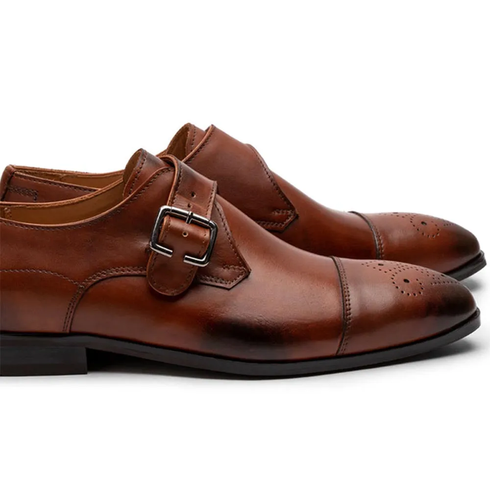 Light Brown Captoe Single Classic Monk Strap