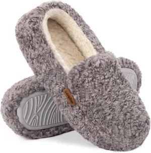 LongBay Women's Fuzzy Memory Foam Slippers Warm Cozy Shearling House Slippers for Ladies Supportive Slip on Indoor Home Shoes