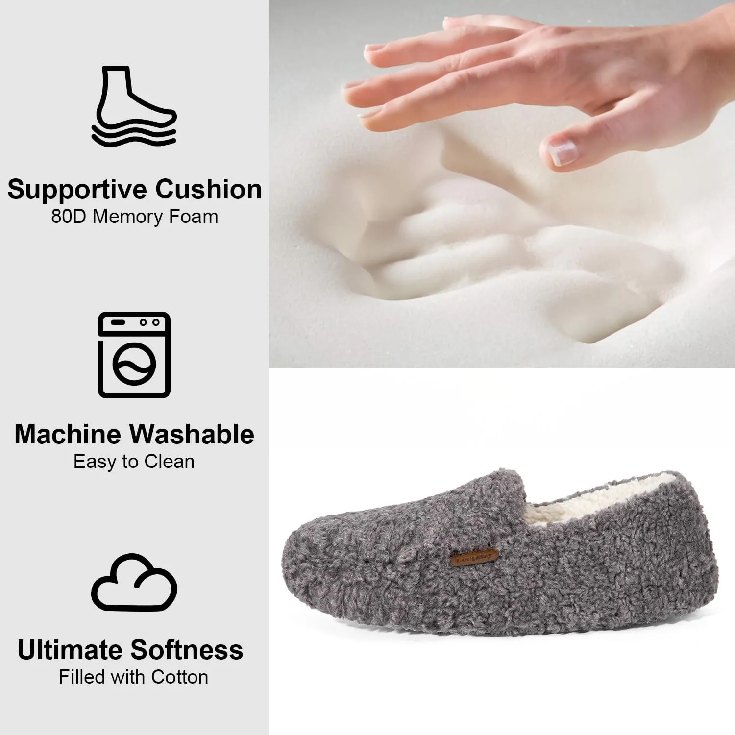 LongBay Women's Fuzzy Memory Foam Slippers Warm Cozy Shearling House Slippers for Ladies Supportive Slip on Indoor Home Shoes