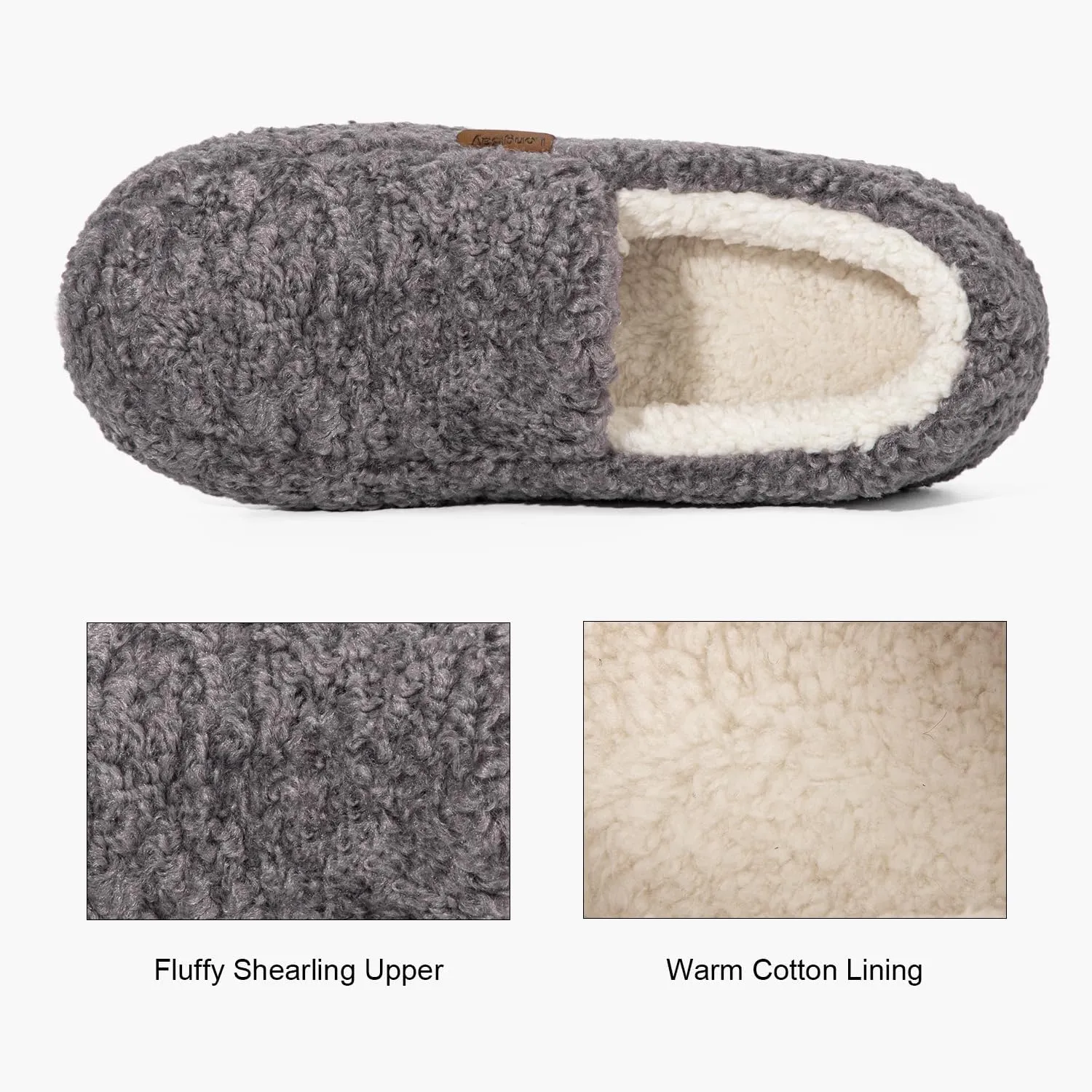 LongBay Women's Fuzzy Memory Foam Slippers Warm Cozy Shearling House Slippers for Ladies Supportive Slip on Indoor Home Shoes