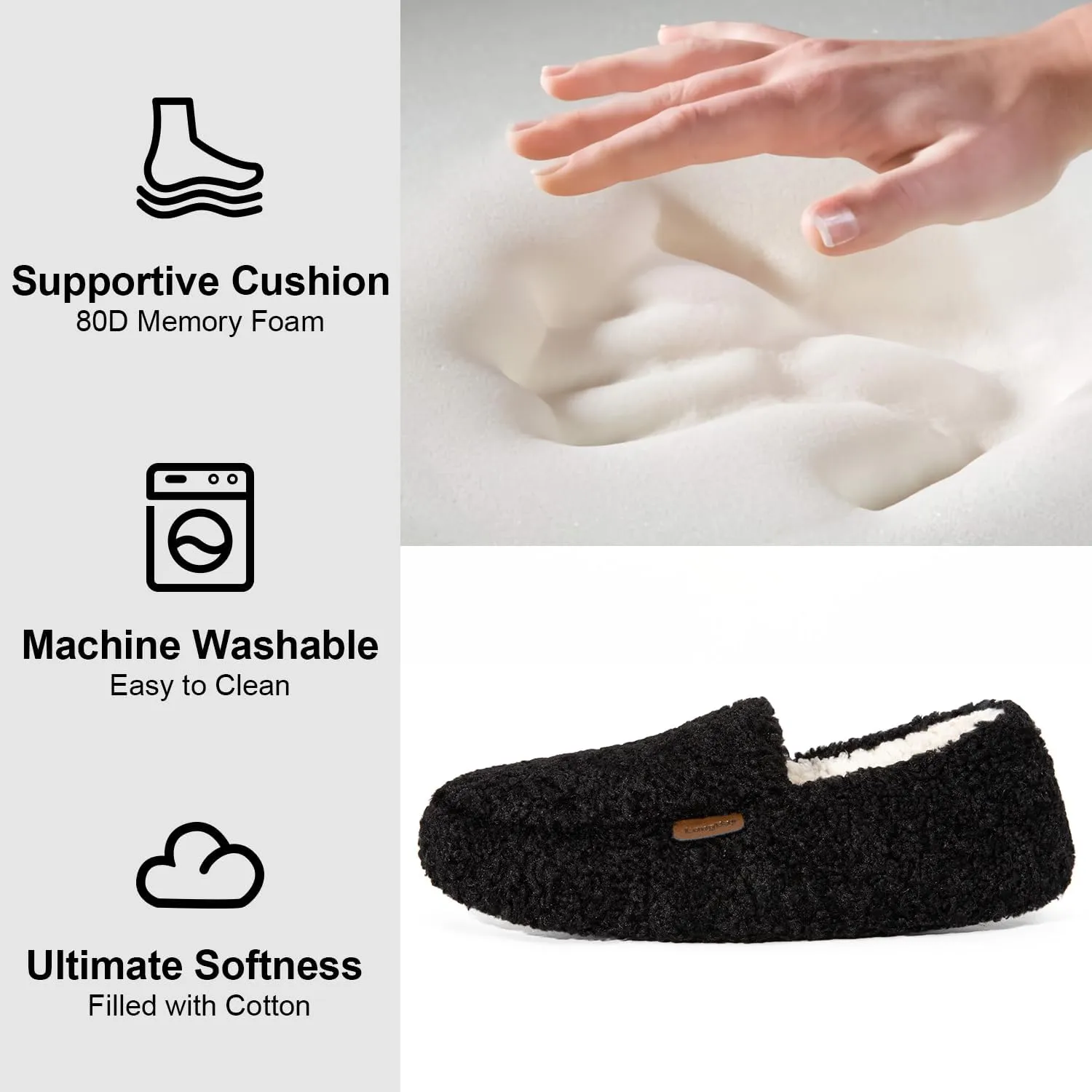 LongBay Women's Fuzzy Memory Foam Slippers Warm Cozy Shearling House Slippers for Ladies Supportive Slip on Indoor Home Shoes