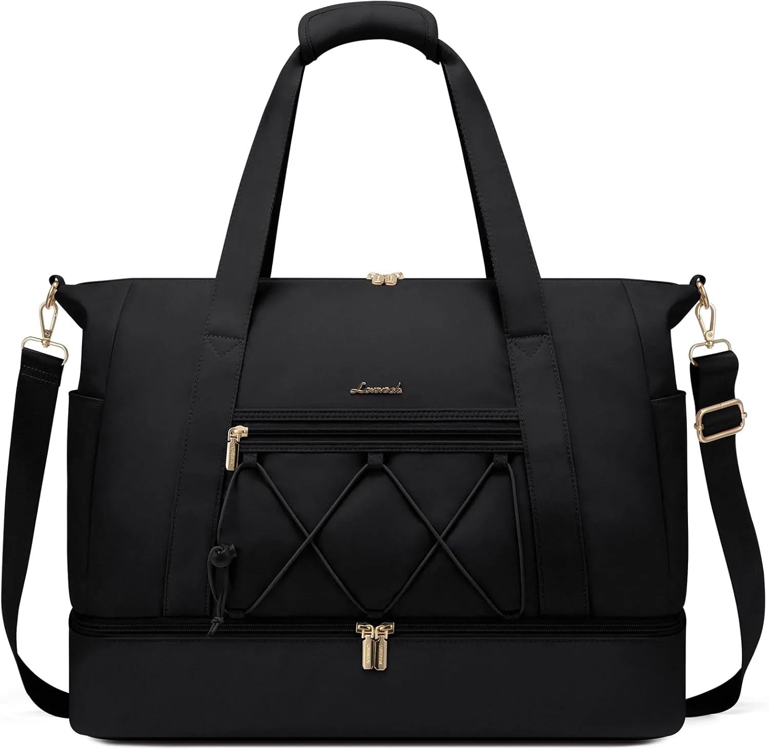 LOVEVOOK Gym Bag for Women, Travel Duffle Bag, Lightweight Drawstring Weekender Overnight Bag With Shoe Compartment & Wet Pocket, Water Resistant Carry-on Sports Bag for Travel Fitness Swimming Yoga