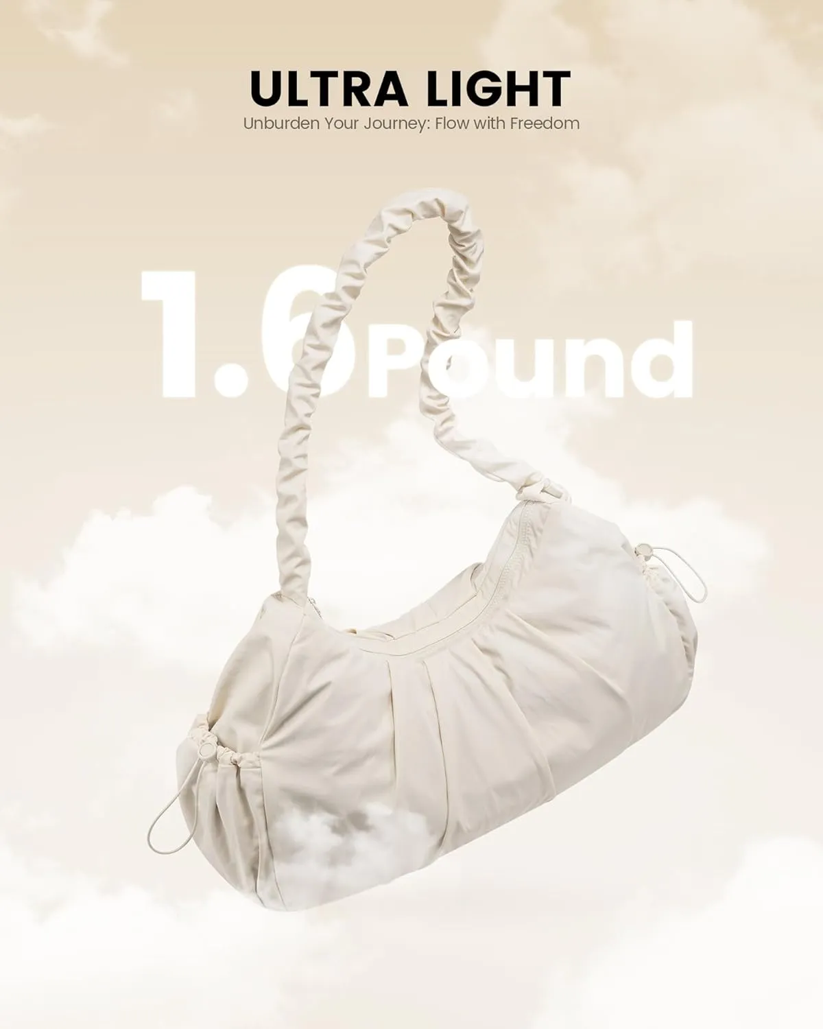 LOVEVOOK Gym Duffel Bag for Women, Weekender Overnight Bag with Wet Pocket, Workout Dance Bag, Sports Tote Bags with Hidden Yoga Mat Holder- Beige