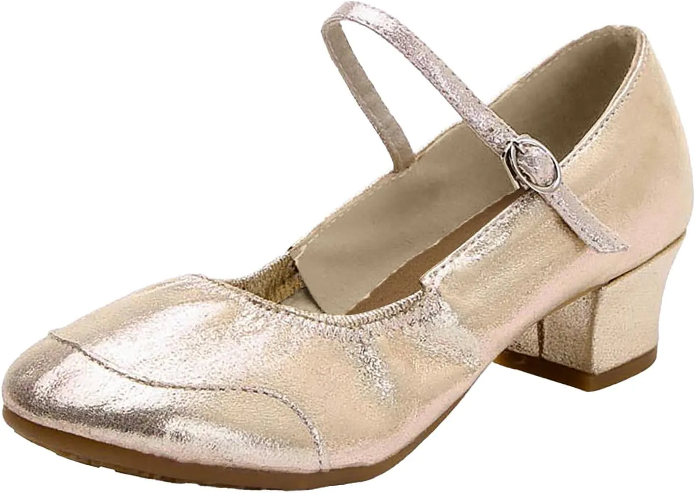 Low Heel Pumps Women's Dress Shoes T Strap Mary Janes Ladies Elegant Dancing Shoe Comfortable Closed Toe Heels