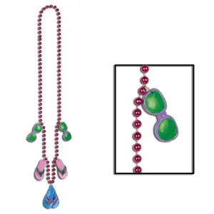 Luau Party Bead Necklaces with Flip Flop Medallions