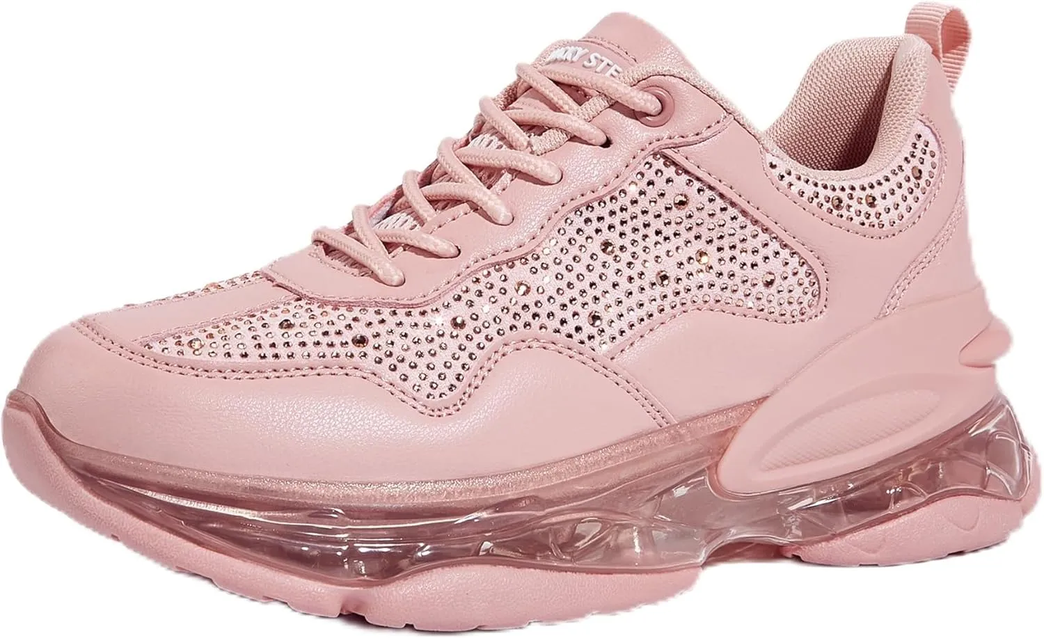 LUCKY STEP Women's Air Cushion Rhinestone Fashion Sneakers Chunky Rave Sparkly Casual Comfortable Walking Shoes